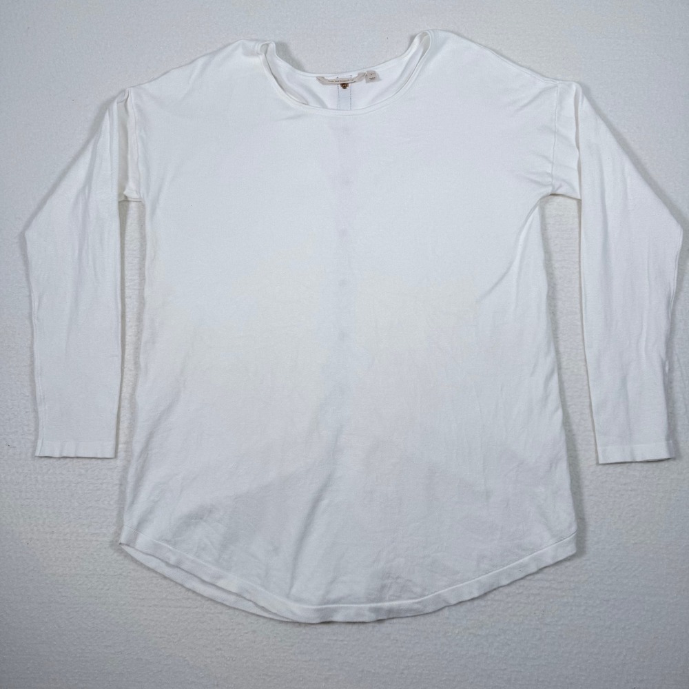 Soft Surroundings Women's White Long Sleeve Top Button‎ Back Tunic Size L